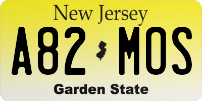 NJ license plate A82MOS
