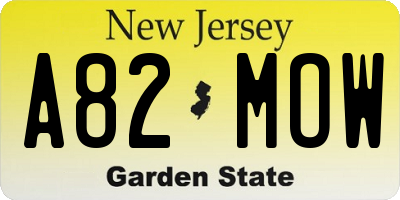 NJ license plate A82MOW