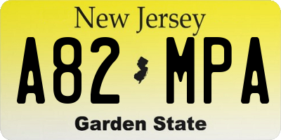 NJ license plate A82MPA