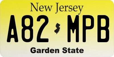 NJ license plate A82MPB