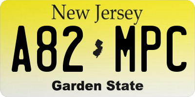 NJ license plate A82MPC