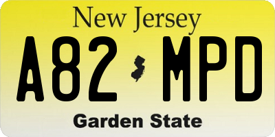 NJ license plate A82MPD