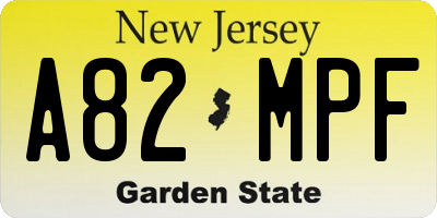 NJ license plate A82MPF
