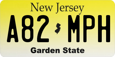 NJ license plate A82MPH
