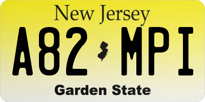 NJ license plate A82MPI