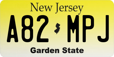 NJ license plate A82MPJ