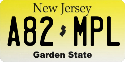 NJ license plate A82MPL
