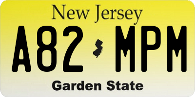 NJ license plate A82MPM