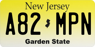 NJ license plate A82MPN