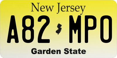 NJ license plate A82MPO