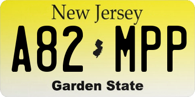 NJ license plate A82MPP