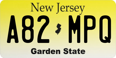 NJ license plate A82MPQ