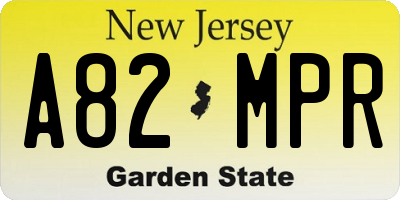 NJ license plate A82MPR