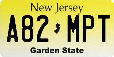 NJ license plate A82MPT