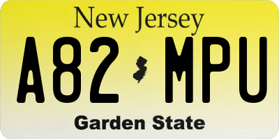 NJ license plate A82MPU