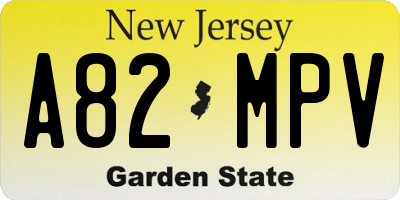 NJ license plate A82MPV