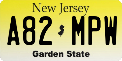 NJ license plate A82MPW