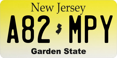 NJ license plate A82MPY