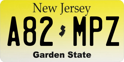 NJ license plate A82MPZ
