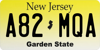 NJ license plate A82MQA