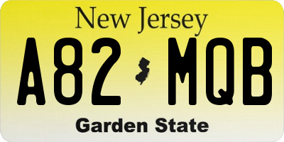 NJ license plate A82MQB