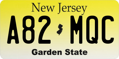NJ license plate A82MQC