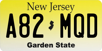 NJ license plate A82MQD