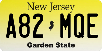 NJ license plate A82MQE