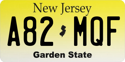 NJ license plate A82MQF