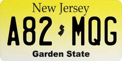 NJ license plate A82MQG