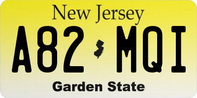 NJ license plate A82MQI