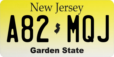 NJ license plate A82MQJ