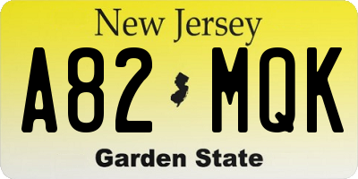 NJ license plate A82MQK