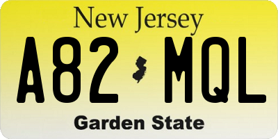 NJ license plate A82MQL