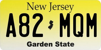 NJ license plate A82MQM
