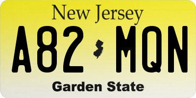 NJ license plate A82MQN