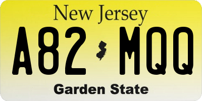 NJ license plate A82MQQ