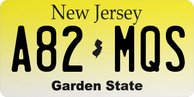 NJ license plate A82MQS