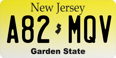 NJ license plate A82MQV