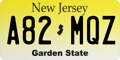 NJ license plate A82MQZ
