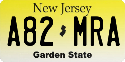 NJ license plate A82MRA