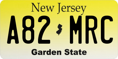 NJ license plate A82MRC
