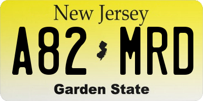 NJ license plate A82MRD