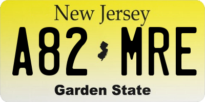 NJ license plate A82MRE