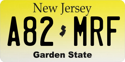 NJ license plate A82MRF