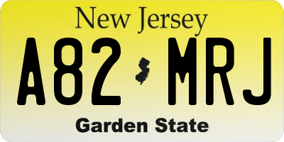 NJ license plate A82MRJ