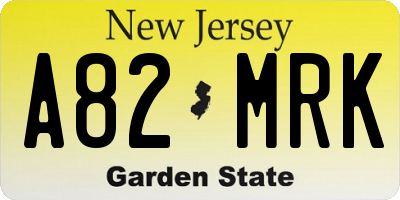 NJ license plate A82MRK