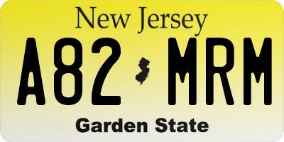 NJ license plate A82MRM