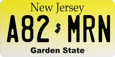 NJ license plate A82MRN