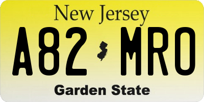 NJ license plate A82MRO